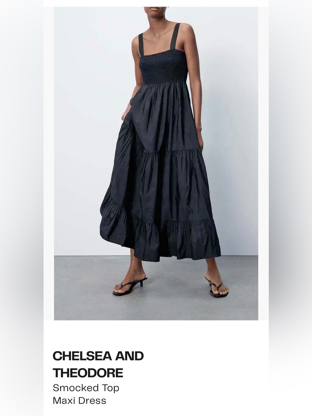Chelsea & Theodore Black Tiered Maxi Dress 100% Cotton